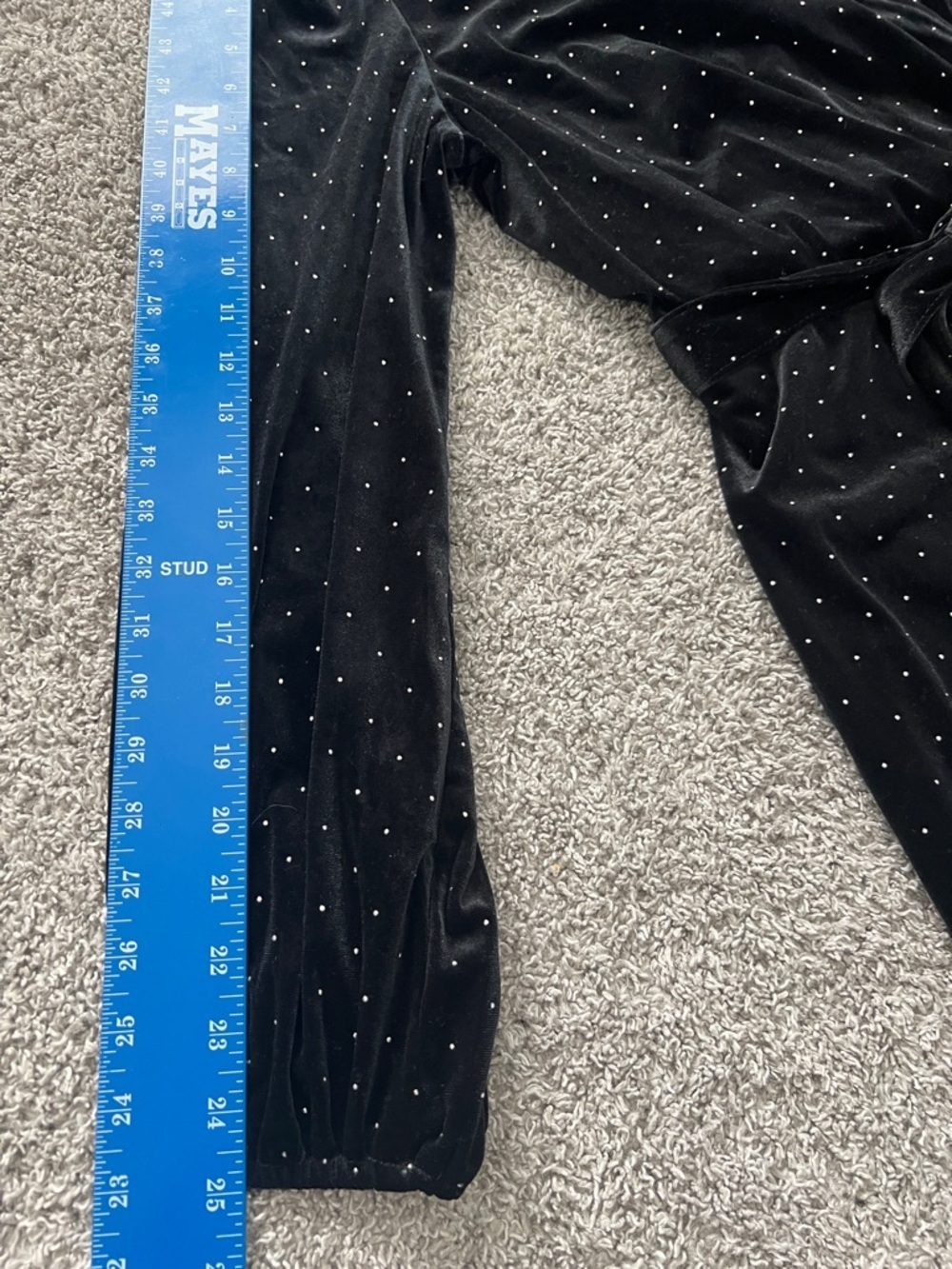 Nine West Faux Wrap Dress Black Velour w/ Tiny Silver Beads & Tie Belt - Size XL - Picture 11 of 13